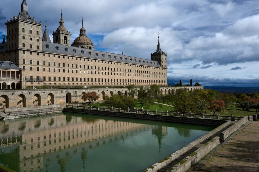 El Escorial reflected in a tranquil pond