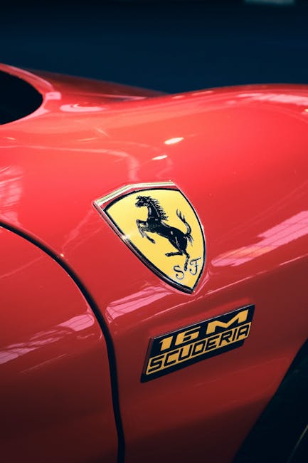 Red Ferrari sports car on display