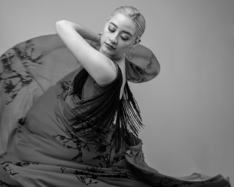 Black and white flamenco dance portrait