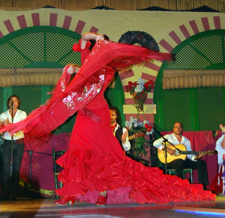 Flamenco dancer with red shawl