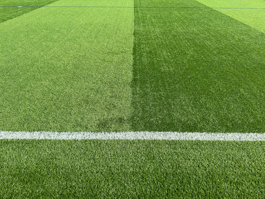 Green grass football pitch with white lines