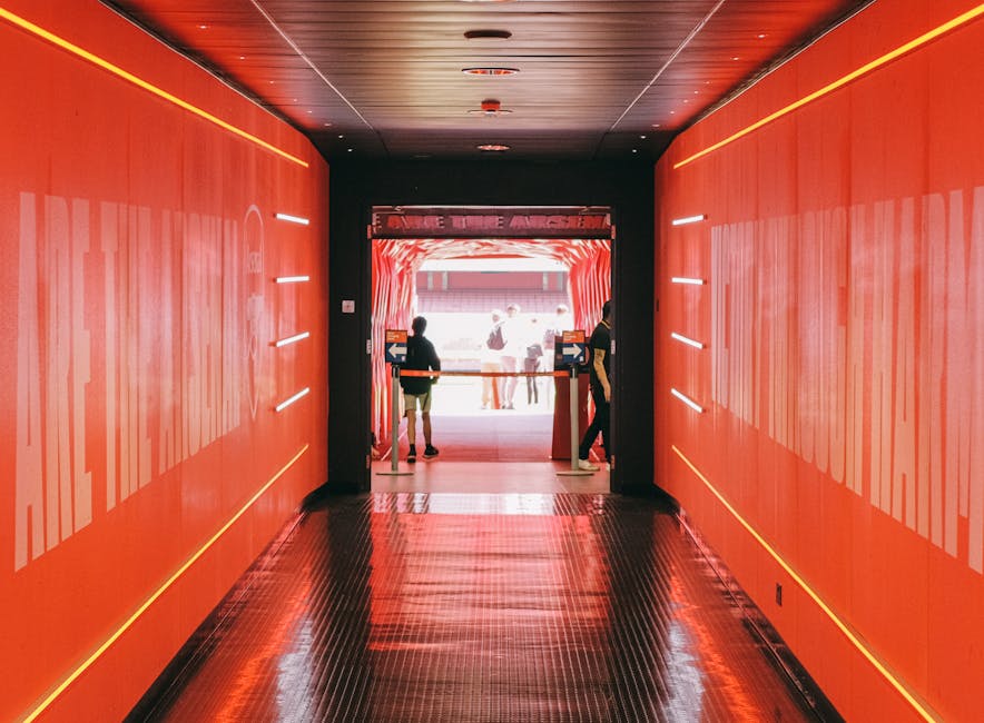Player tunnel leading from dressing rooms to the football pitch