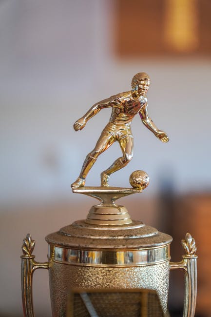 Silver Champions League style football trophy