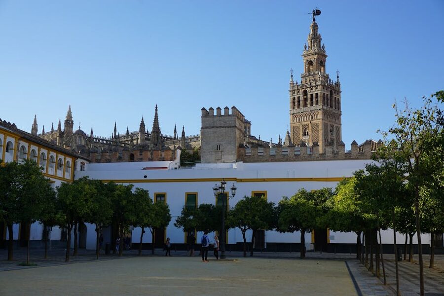 Giralda Tower and Seville Cathedral in sunlight