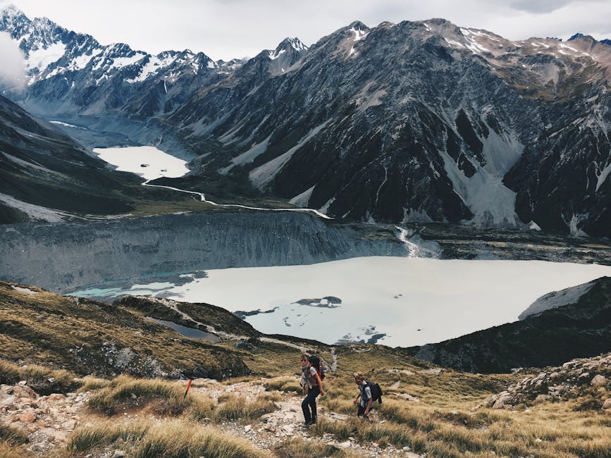 Hikers at alpine lakes