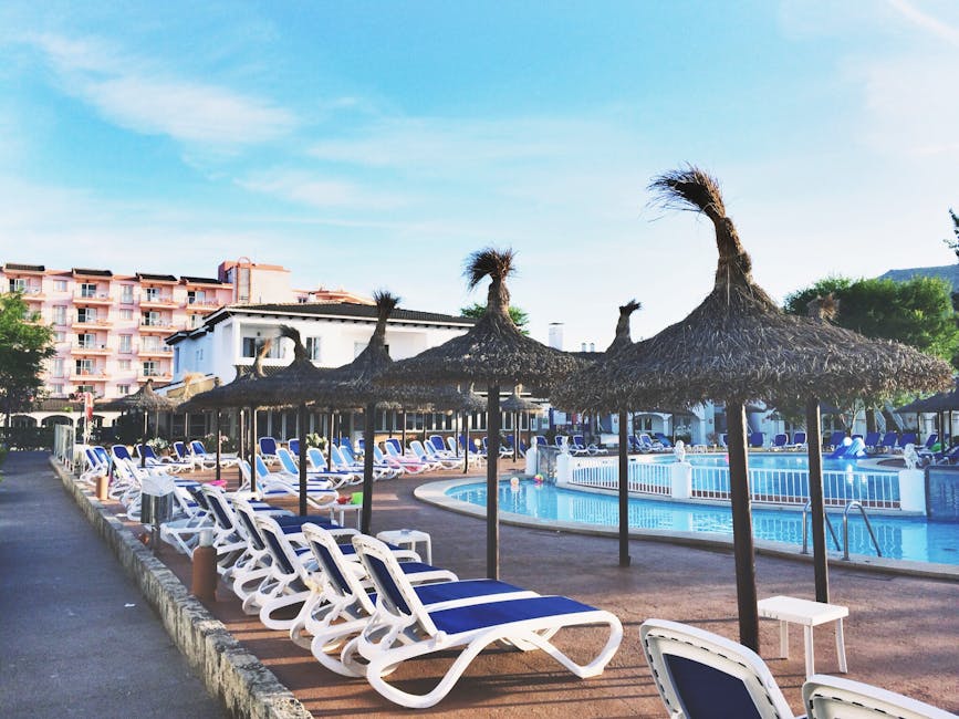 Family hotel resort with swimming pool in Spain