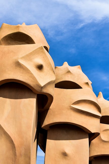 Warrior-shaped chimneys on the rooftop of La Pedrera Barcelona