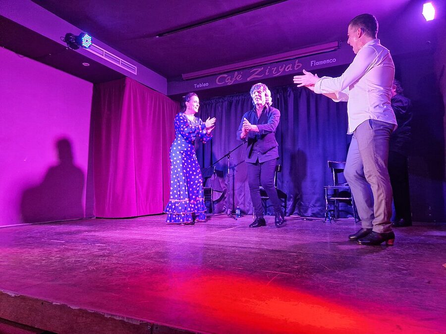 Flamenco guitarist on Madrid tablao stage