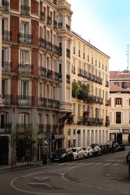 Colourful street in the Lavapies neighbourhood of Madrid