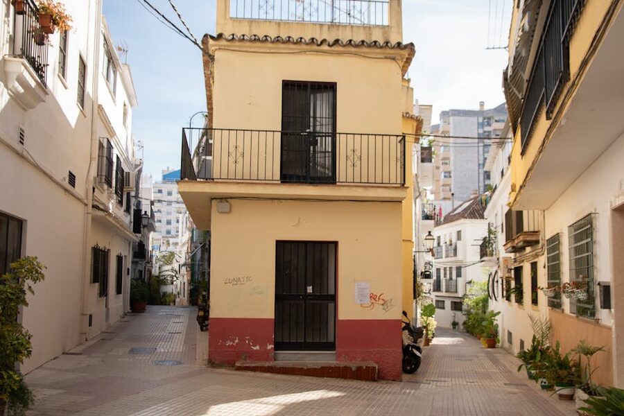 Malaga alleyway with Mediterranean architecture