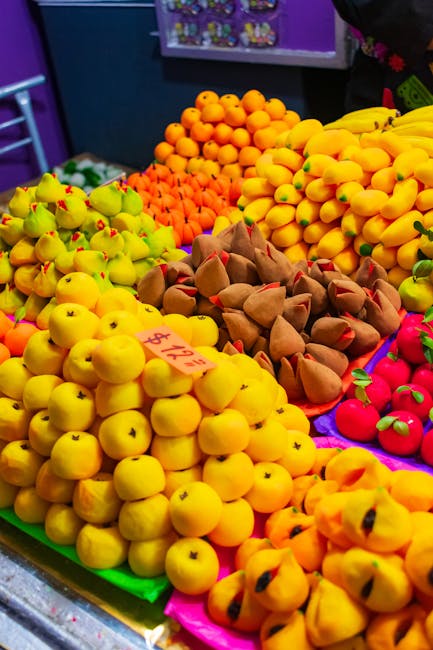 Traditional marzipan sweets displayed in a Spanish pastry shop