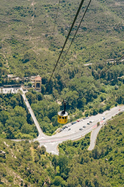 Cable car ascending the mountain at Montserrat
