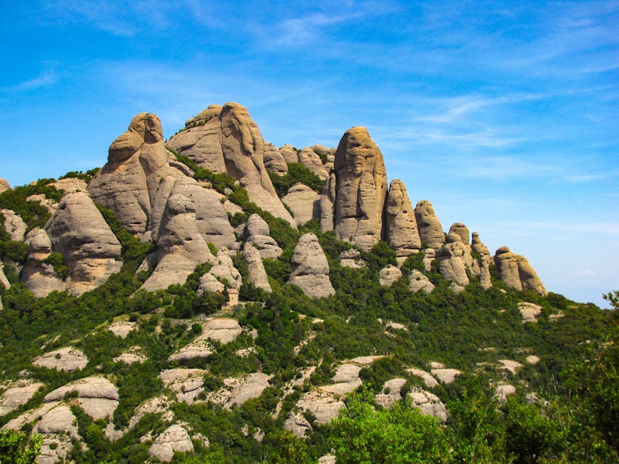 Dramatic serrated rock formations of Montserrat mountain