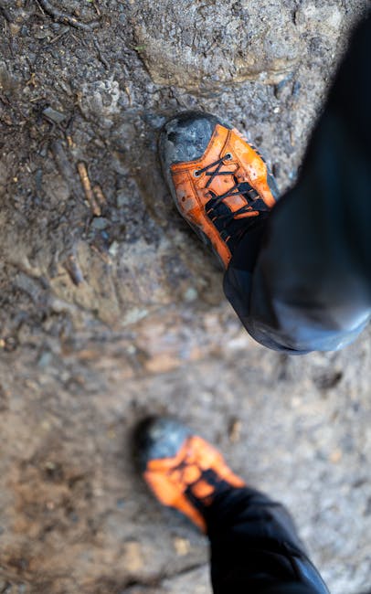 Hiking boots on a mountain trail