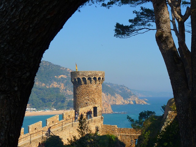 Medieval castle tower at Tossa de Mar Costa Brava Spain