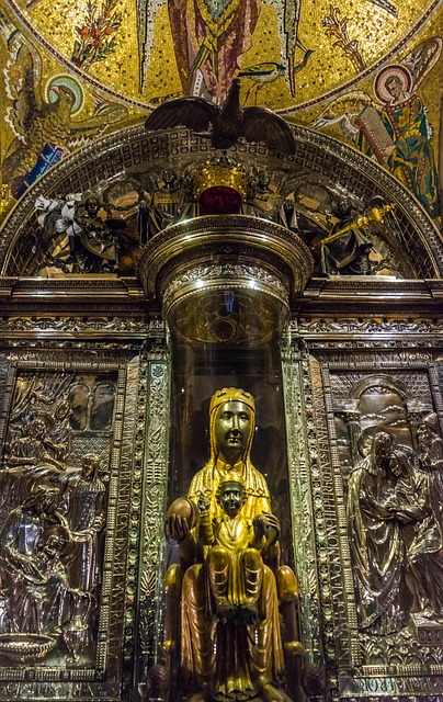 Black Madonna statue at Montserrat monastery Catalonia