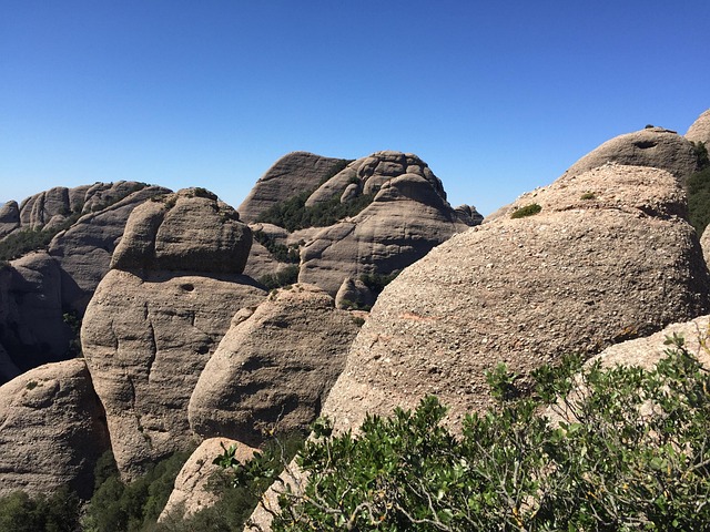 Montserrat serrated mountain landscape in Catalonia Spain