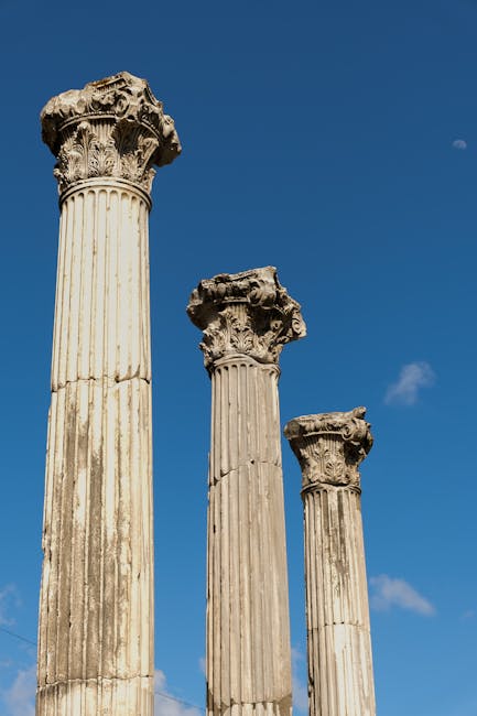 Ancient Roman temple columns in Barcelona