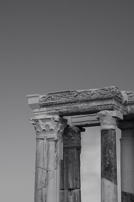 Ancient Roman columns at archaeological ruins