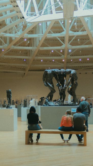 Sculpture displayed in a museum exhibition gallery