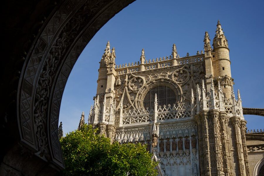 Gothic facade of Seville Cathedral