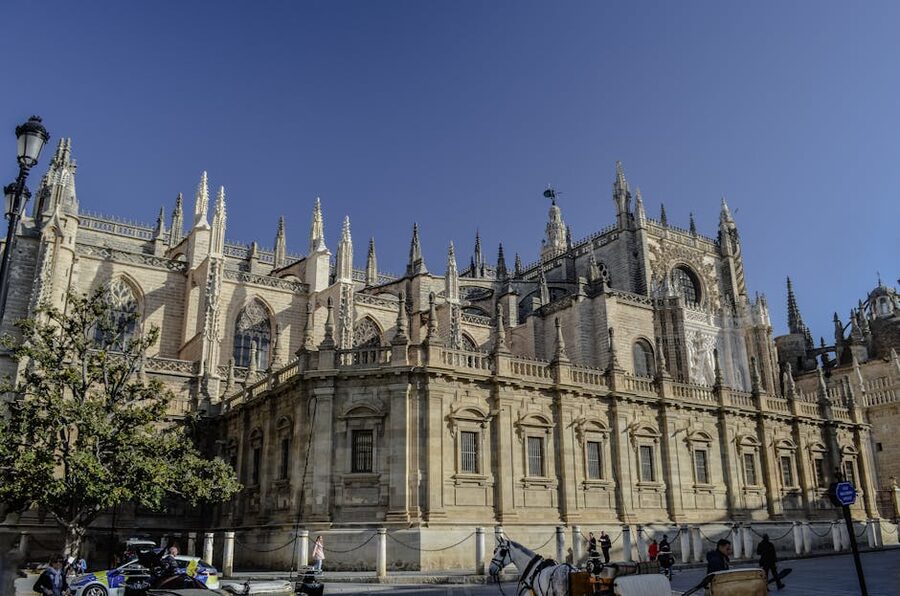 Seville Cathedral with horse-drawn carriage