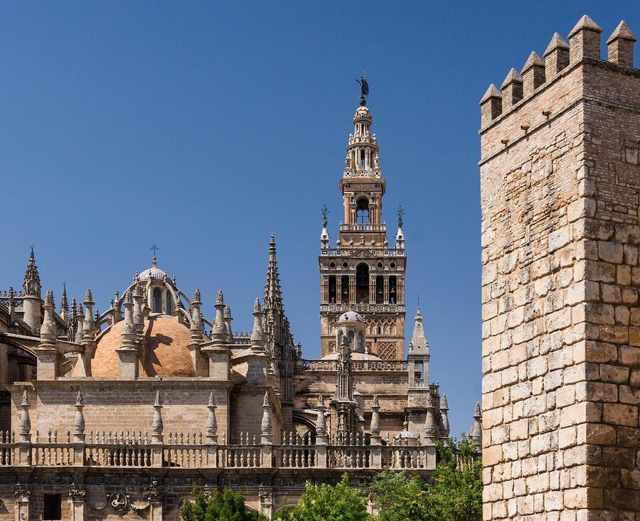 Seville Spain Real Alcazar and cathedral skyline