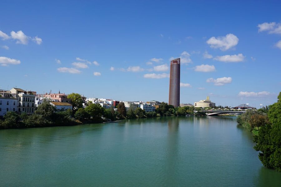 Torre Sevilla skyscraper overlooking Guadalquivir