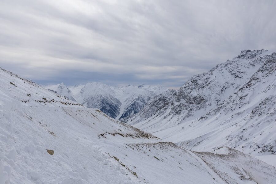 Snow-covered mountain range winter