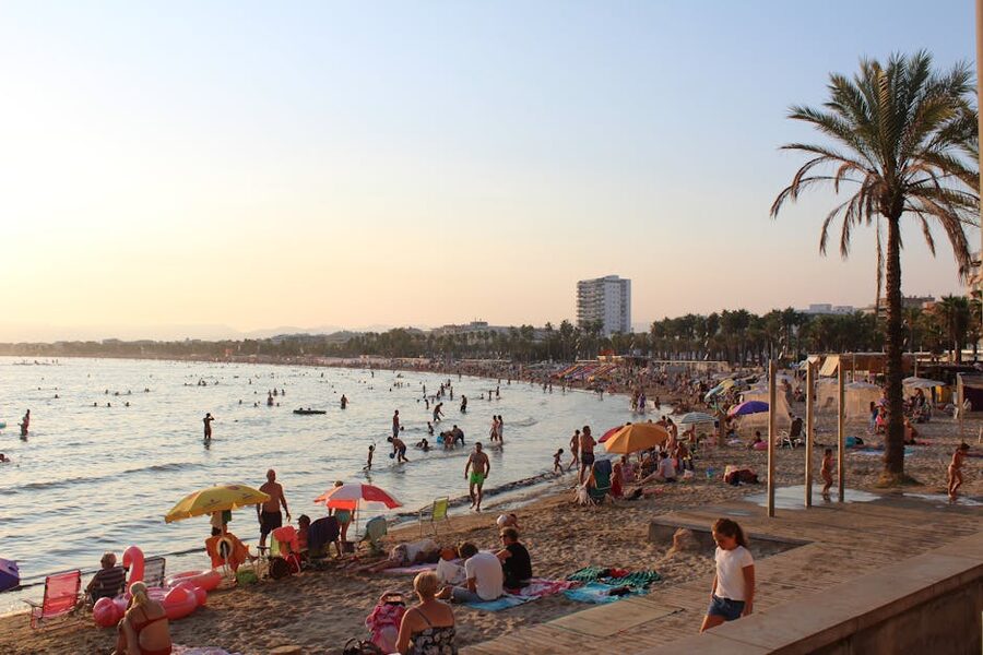Sandy beach along the Costa Dorada coastline near Salou Spain