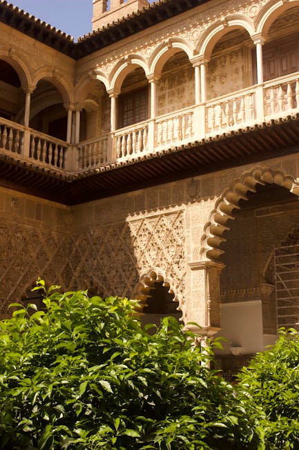 Spanish architecture with carved courtyard