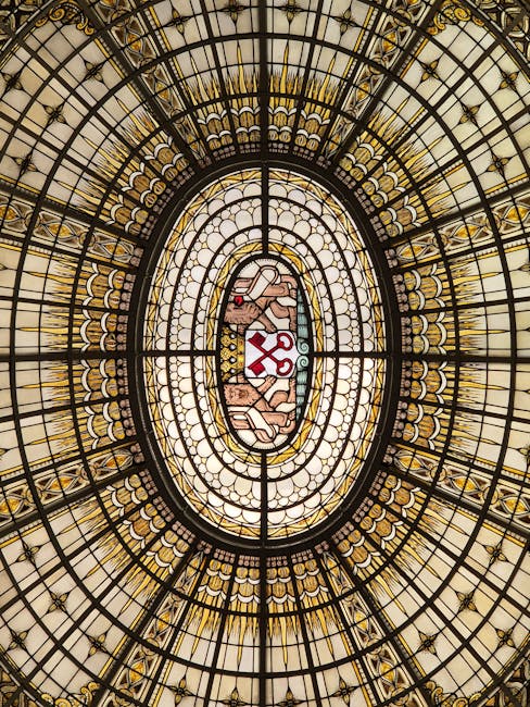 Stained glass dome in art nouveau style