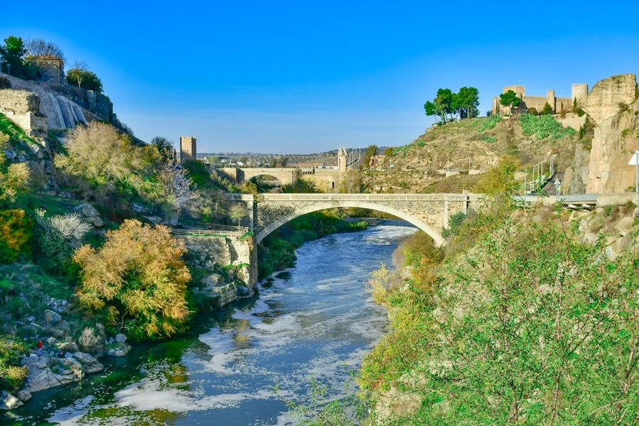 Ancient stone bridge over the River Tagus at Toledo Spain