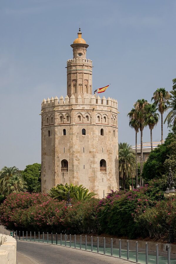 Torre del Oro with flag Seville