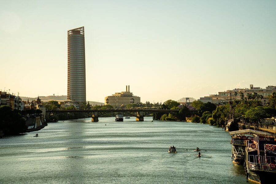 Triana bridge Seville at sunset