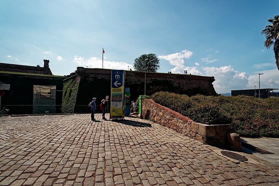 Montjuic Castle fortress with Barcelona harbour behind