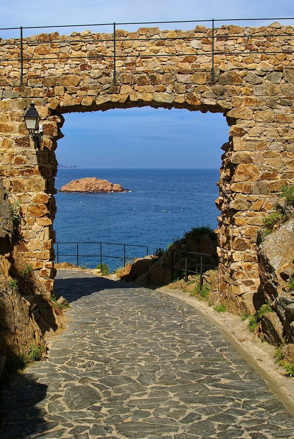 Seaside promenade and beach at Tossa de Mar Costa Brava