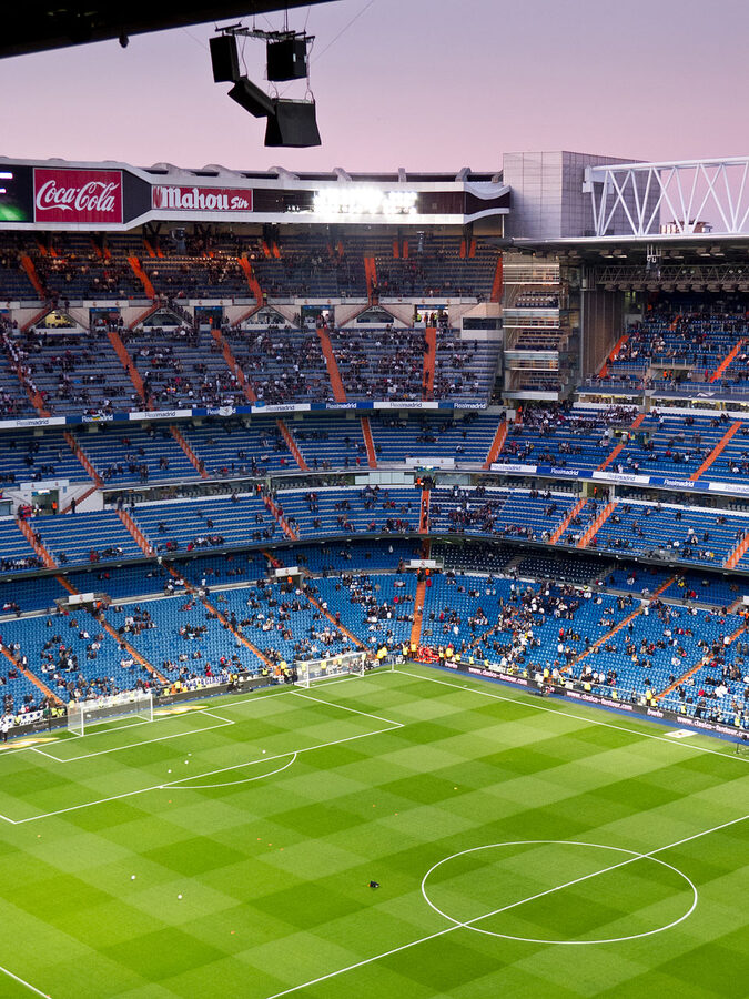 Exterior view of Santiago Bernabeu Stadium in Madrid