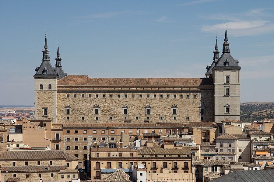 Exterior of the Alcazar de Toledo fortress from below